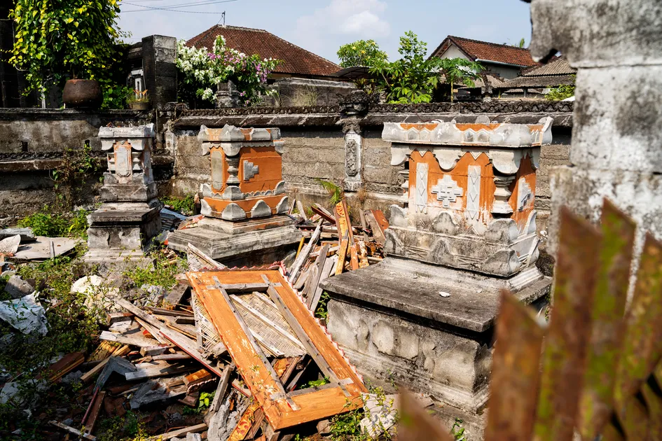 The remains of a shrine on Mr. K’s property. Because he no longer follows Hinduism, his neighbors encouraged him to destroy the temple.